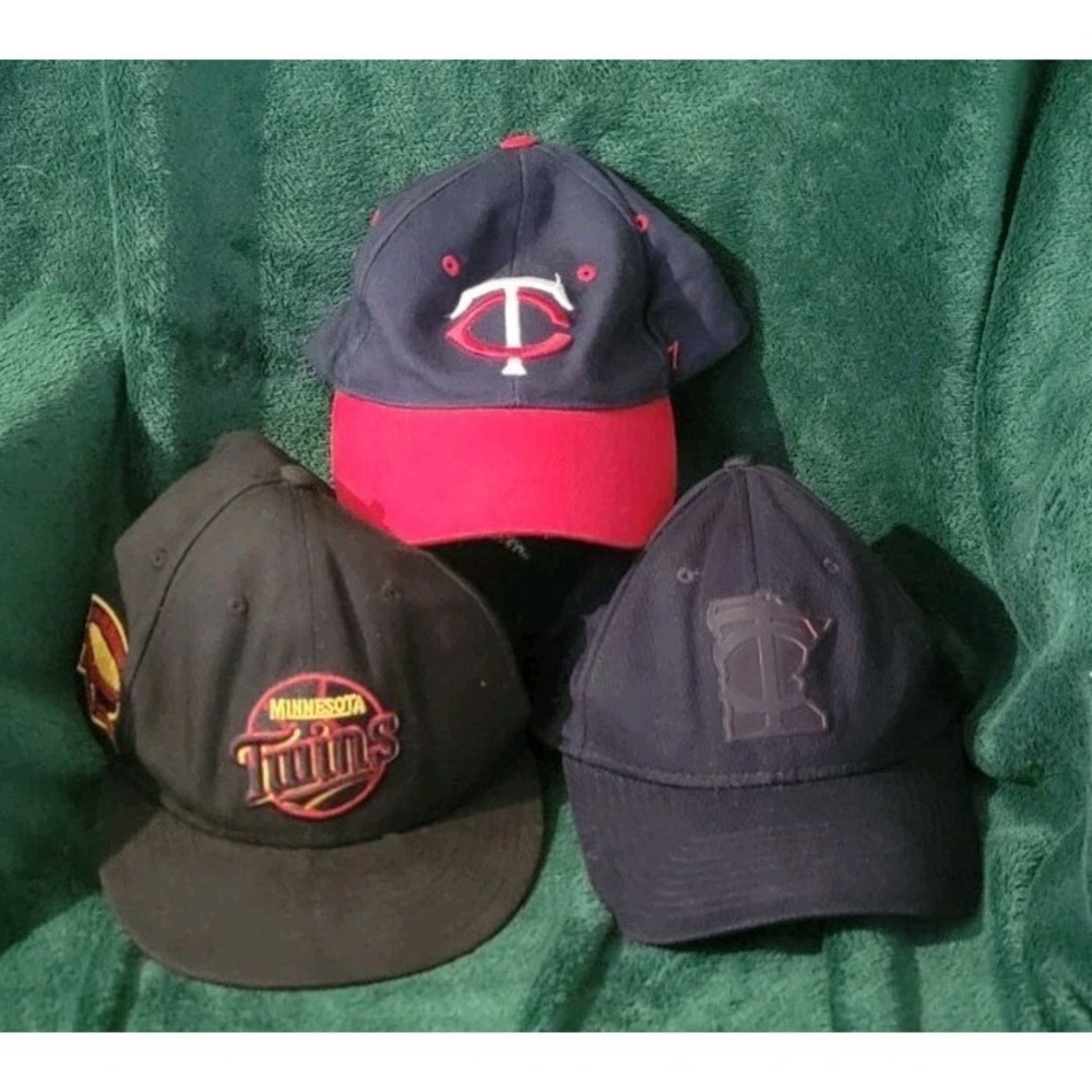 Vintage Minnesota Twins Hat‎ Lot of 3 MLB Baseball Caps TC Logo Metrodome Patch